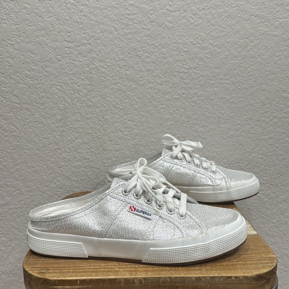 Superga Mule Sneaker Silver Slip On Size 41.5 / 10 - Picture 2 of 8